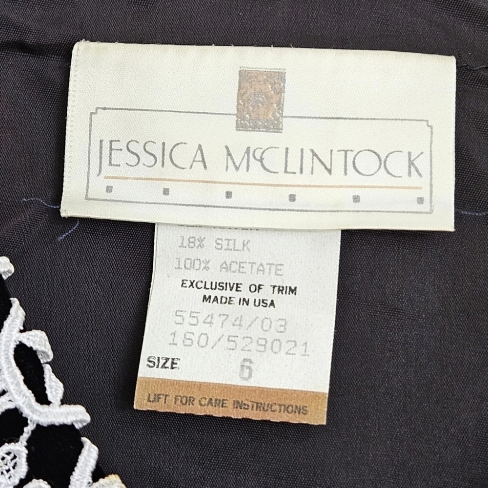 Vintage Jessica McClintock Dress Black Velvet Whimsigoth Dark Academia Size 6 - Picture 6 of 7